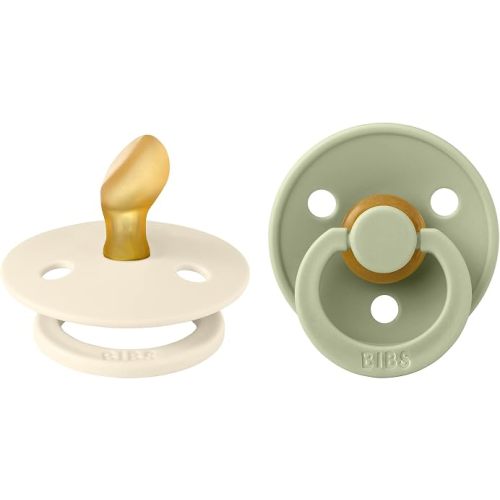 BIBS Colour Pacifiers | Set of 2 BPA-Free Latex Baby Pacifiers | Anatomical Nipple | Made in Denmark (Ivory/Blush | 0-6 Months) | Natural Rubber Latex | Size 1 | BPA-Free | Made in Denmark | High Teat Acceptance | Airflow Holes | Comfort Shield