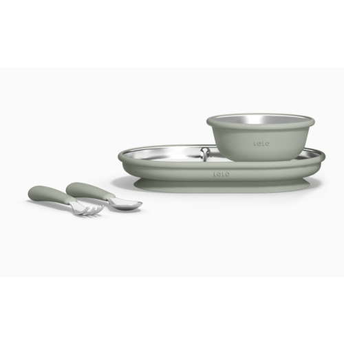 Lalo stainless steal plate set (sage)