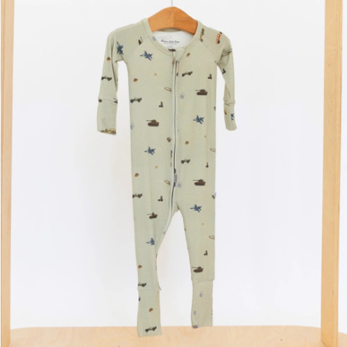 Military Small Ribbed Zip Romper