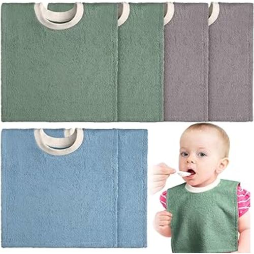 6 Pcs Pullover Baby Bibs Cotton Terry Toddler Absorbent Infant for Feeding and Drooling Towel Slip on Bib(Bright Color)