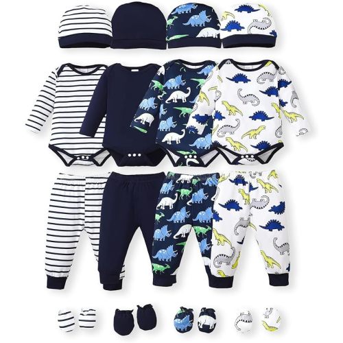 NZRVAWS Newborn Baby Boy Girl Clothes Unisex Preemie Infant Must Have Pants Set Outfits 0-18 Months 20 Pcs Essentials Gift
