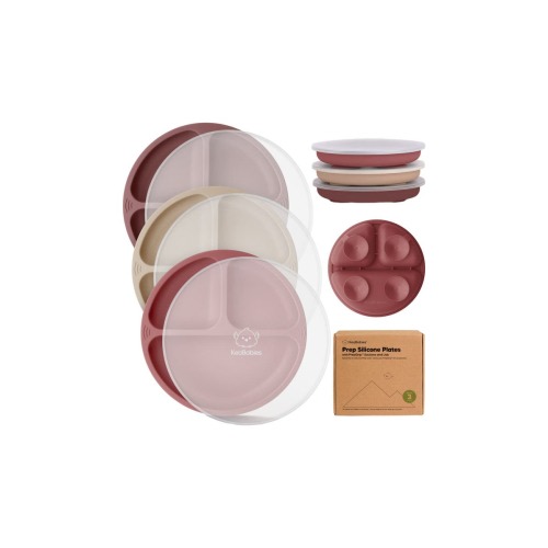 3-Pack Prep Silicone Suction Plates with Lids