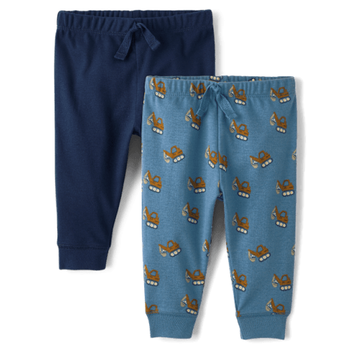 Baby Boys Construction Truck Pants 2-Pack - Blue