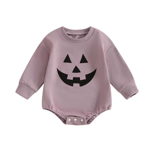 Baby Girls Boys Halloween Romper Casual Pumpkin Jack O Lantern Face Pr – August + Willow