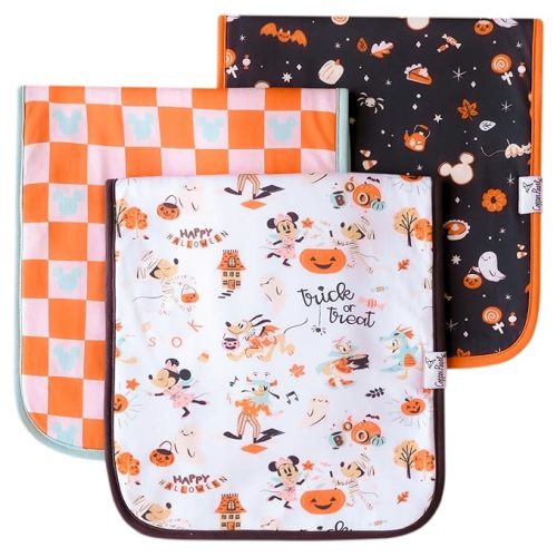 Copper Pearl Baby Burp Cloth Large 21''x10'' Size Premium Absorbent Triple Layer Gift Set 'Mickey Mouse's Boo Bash' (Pack of 3) - One Size