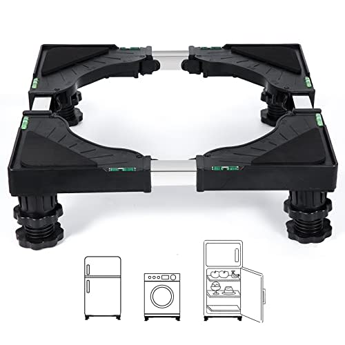 Nefish Mini Fridge Stand Universal Raised Base Adjustable Refrigerator Stands with 4 Strong Feet Washing Machine Pedestal Multi-Functional Bases for Dryer (Black)