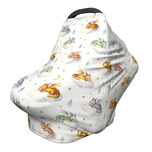 Cute Dragon Car Seat Covers Baby Multi-Use Car Seat Canopy Carrier Cover, Breathable Breastfeeding Cover Boys & Girls