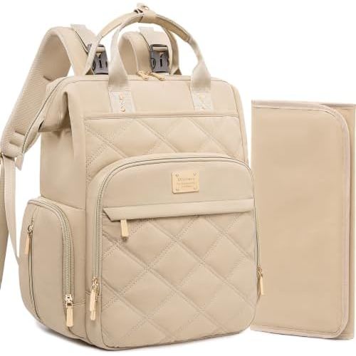 Weitars Diaper Bag Backpack Large Baby Diaper Bag with Changing Pad/Khaki