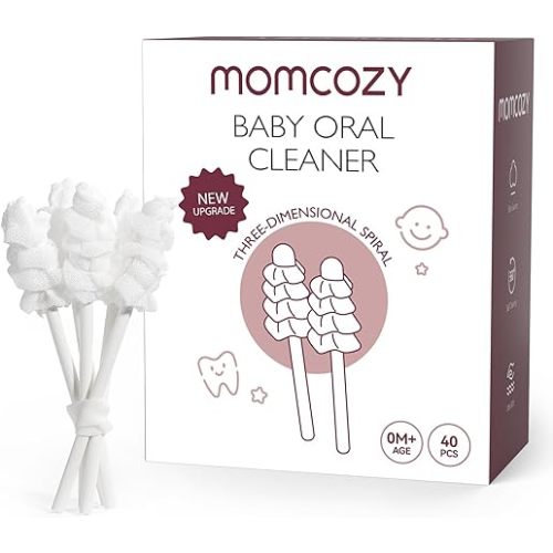 Momcozy Baby Tongue Cleaner Gauze, Baby Toothbrush Disposable Oral Cleaner, Toddler Tooth Brush for Tooth Mouth Gum Clean, Infant Toothbrush Oral Cleaning Stick, Baby Oral Cleaner Newborn, 40 Count