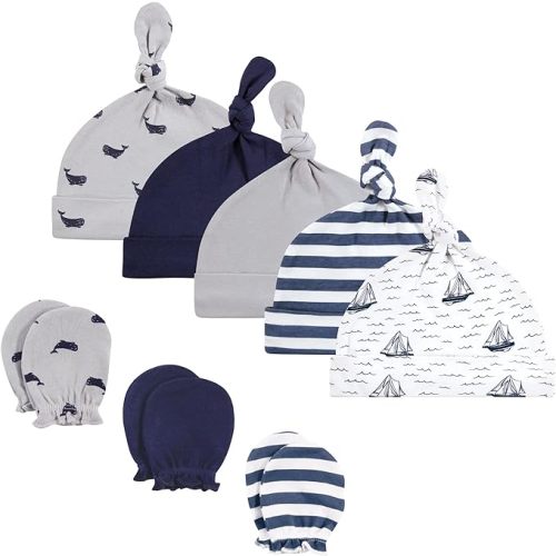 Hudson Baby Unisex Baby Cotton Cap and Scratch Mitten Set