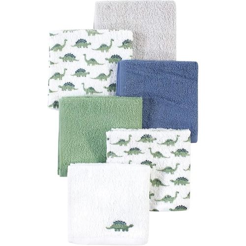 Luvable Friends Unisex Baby Super Soft Cotton Washcloths, Dinosaur, One Size