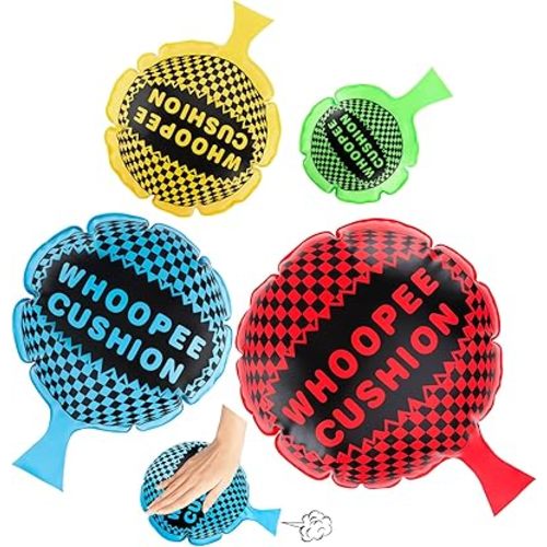 4Pcs Whoopie Cushions, 4 Different Sizes Woopie Cushions, Classic Whoopee Cushion Goodie Bag Stuffers, Woopy Cushion Fart Bag for Boys and Girls, Party Favors and Prank Gag White Elephant Gifts