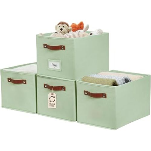 DECOMOMO Storage Bins, Storage Baskets for Shelves (Green)