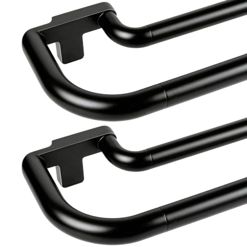 HOTOZON Double Curtain Rods 2 Pack for Windows 32 to 58 Inches, Black | 6/8 Inches Diameter, Fit for Windows 20 to 54 Inches, Wrap Around Blackout Design, Adjustable Room Darkening Drapery Rod