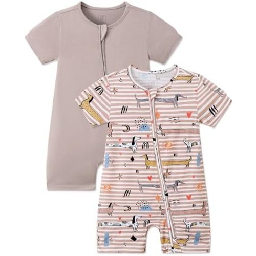 JunNeng 2pcs Baby Boy Footless Sleeper,Rayon from Bamboo Romper with 2 Way Zipper Short Sleeve Infant Summer Outfit
