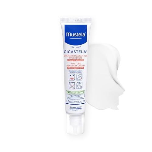 Mustela Cicastela Moisture Recovery Cream - Multipurpose Baby Ointment for Skin Discomfort - with Natural Avocado & Hyaluronic Acid - Fragrance-Free - 1.35 fl. Oz