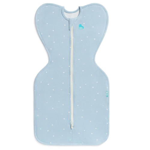Love to Dream Swaddle Up Original, Arms Up Position, Light and Ultra Breathable Cotton - Wearable Blanket - 1.0 TOG - (20-24°C) Ideal for Moderate Temps (Twinkle Powder Blue, Small, 3.5–6kg)