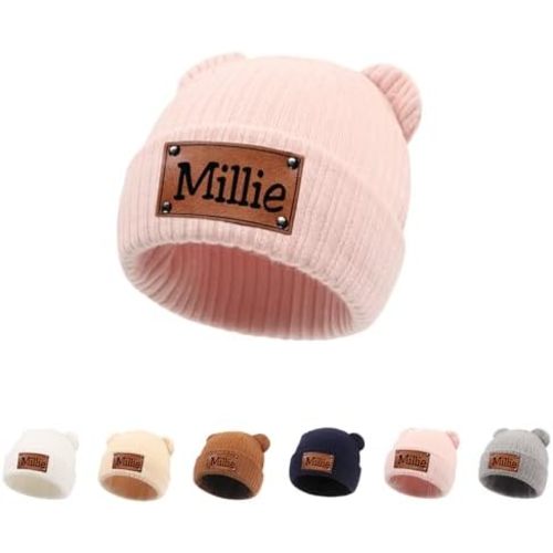 Personalized Name Newborn Beanie Hat, Custom Warm Newborn Hats, Personalized Winter Knit Hats for Infant Baby