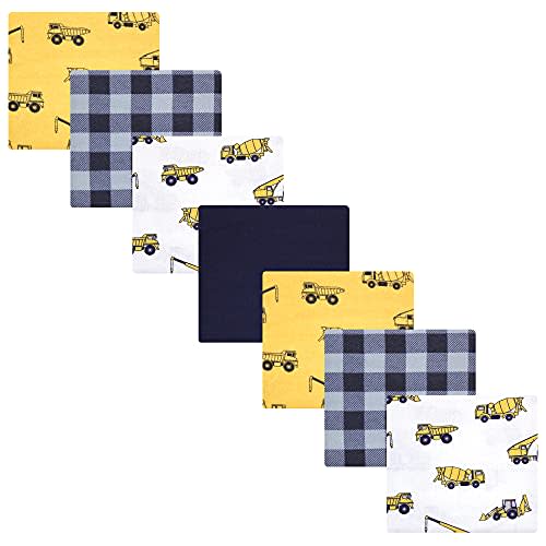 Hudson Baby Unisex Baby Cotton Flannel Receiving Blankets Bundle, Construction, One Size