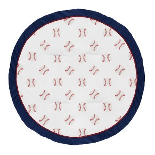 Sweet Jojo Designs Boy Baby Tummy Time Playmat Baseball Patch Red White and Blue
