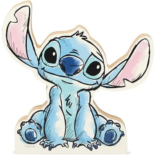 Disney Lilo and Stitch Movie Shelf Sitter Decor - Stitch Chunky Wood Block Cutout for Play Room, Kids' Bedroom or Office