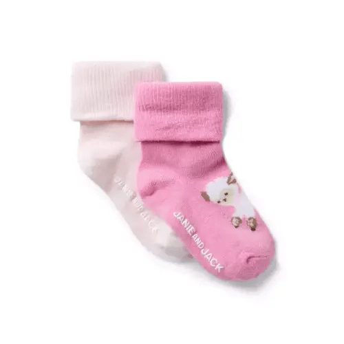 Baby Pearl Pink And Soft Rose Baby Lamb Sock 2-Pack by Janie and Jack