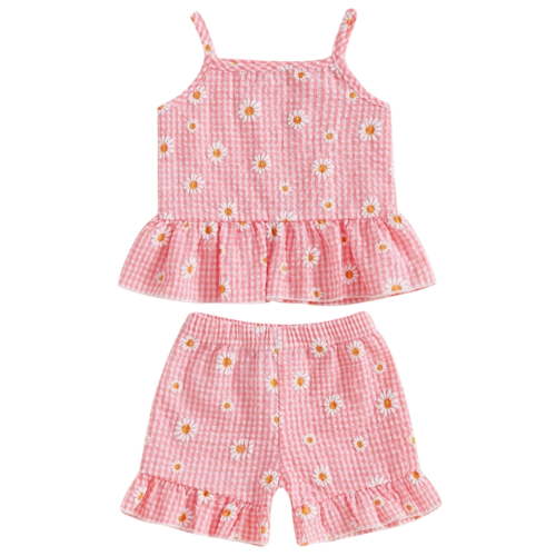 UAYOTSE Toddler Baby 6M 12M 18M 2T 3T Girl Outfits Floral Summer Clothes Infant Spring Ruffle Sleeve Shirt Tops Cute Shorts Set,Sizes 6-12 Months