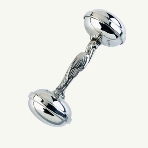 Sir Proper Rattle - Pewter | Heirloom Baby Stork Rattle & Newborn Gift