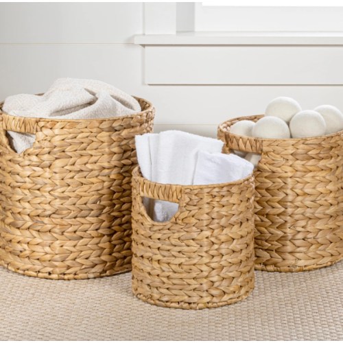 Avery Bohemian Cottage Handwoven Hyacinth Cylinder Nesting Baskets with Handles, | Nordstrom