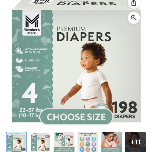 Member's Mark Premium Baby Diapers, Sizes Newborn - 8 - Samsclub.com