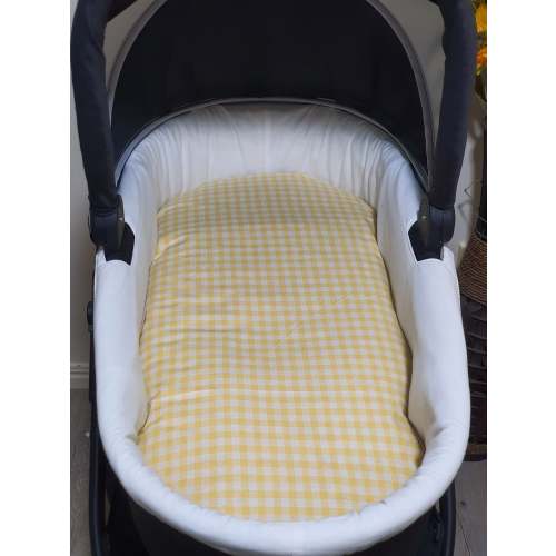 Pram/stroller bassinet liner-Organic gingham,yellow