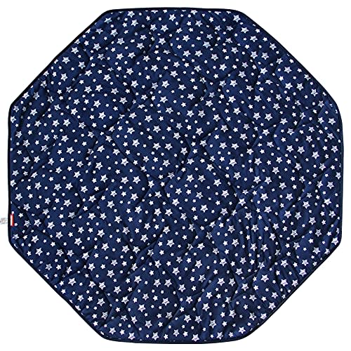Playpen Mat 8 Panel Navy Fits for Regalo My Play Deluxe Extra Large Portable Play Yard, Non Slip Baby Octagon Playpen Mattress Pad, Navy Star Print Playard Pad