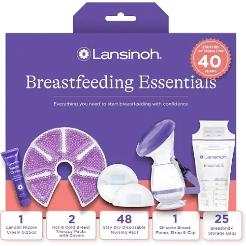 Lansinoh You've Got This Breastfeeding Essentials Kit for New Moms | 77-Piece Gift Set with Nursing Pads, Breastmilk Storage Bags, Nipple Cream, Therapy Packs, and Silicone Breast Pump