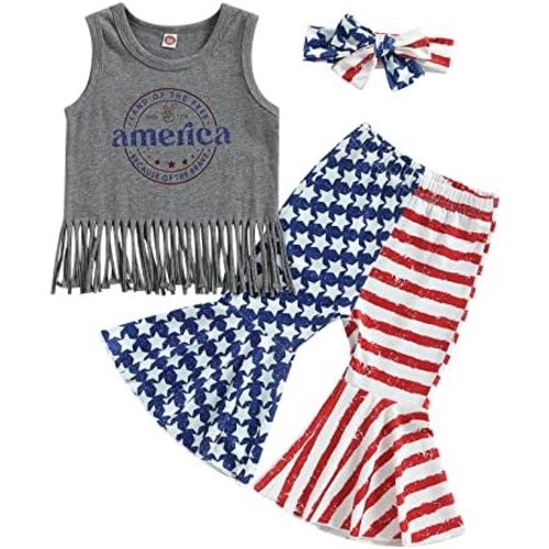 YINGISFITM Baby Girl Easter Outfit Bunny Print Short Sleeve Tee Tshirt Pants Toddler Bell Bottoms Summer Clothes 2Pcs Set