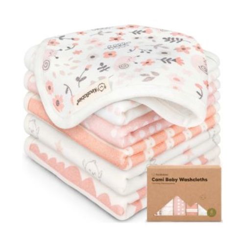 6-Pack Cami Baby Washcloths for Newborn, Cotton Face Wash Cloths for Babies, Soft & Absorbent Baby Bath Towels