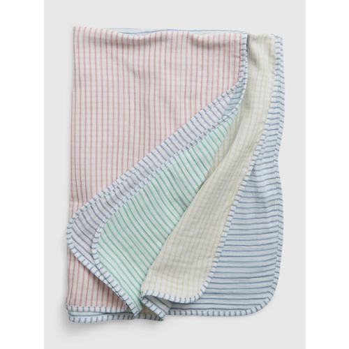 Baby Crinkle Gauze Colorblock Blanket in white, size: One Size