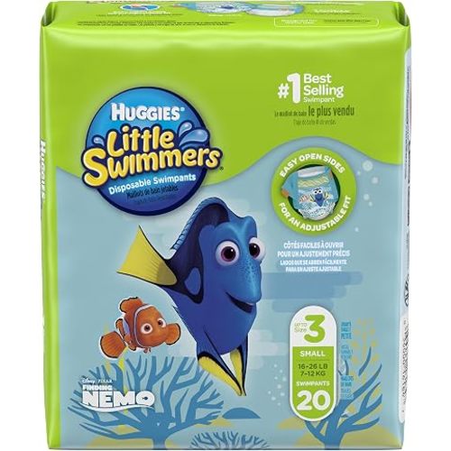 Huggies Little Swimmers Disposable Swim Diapers, Swimpants, Size 3 Small (16-26 lb.), 20 Ct. (Packaging May Vary) (Pack of 4)