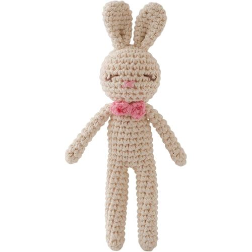 Crochet Sensory Rattle for Baby Early Development - Amigurumi Grip Toy - Soft Cotton Texture Shaker for Fine Motor Skills & Tactile Play - Newborn Essentials (Bunny & Giraffe)