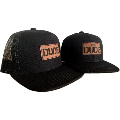 Dude & Little Dude Matching Hat Set, Dad Son Snapback Caps, Men's and Boy's Trucker, Father Kid, Pregnancy Announcement