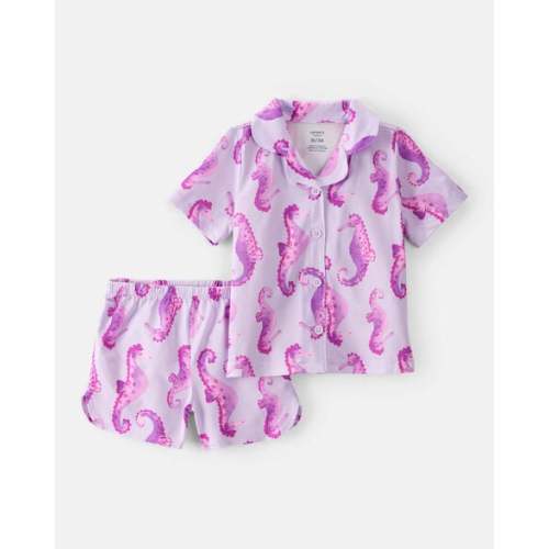 Toddler Girl 2-Piece Seahorse Loose Fit Coat-Style Pajamas - Purple - Carter's | Carter's