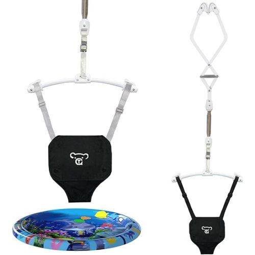 Baby Jumper, Baby Jumper Doorway with Adjustable Strap, Protable Baby Jumpers and Bouncers, Easy to Assemble, Baby Bouncer Jumper with Water Mat