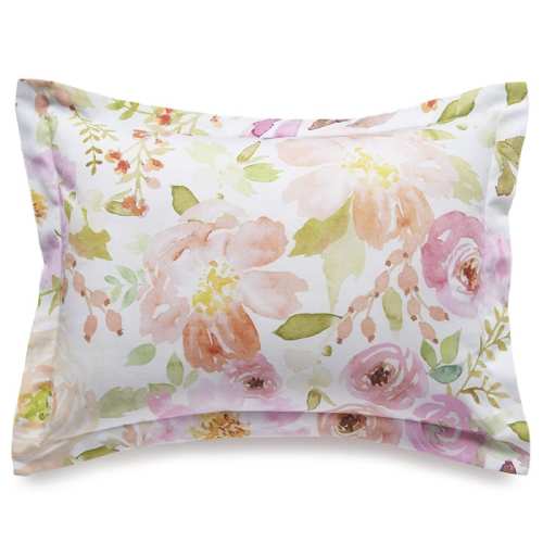 Blush Watercolor Floral Baby Pillow Sham INCLUDES Insert