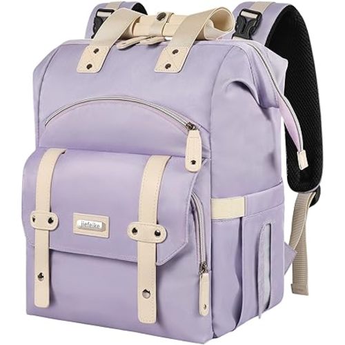 Jiefeike Diaper Bag Backpack,Purple Travel Backpack for Dad Mom Boys Girls,Insulated Pockets Portable Baby Nappy Bags RFID Anti-Theft Water-Resistant Pocket Stroller Straps