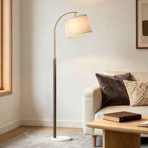 Maxax 62" Brown Arc Floor Lamp,Mid-Century Standing Lamp for Living Room Bedroom, Shade Assembly Required,Bulbs Not Included