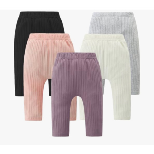Fullfamous Baby and Toddler Girl's 5 Pack Cotton Ribbed Pull On Pants Leggings 0-4 Years