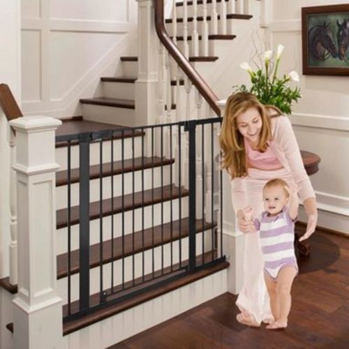 GOTGELIF Baby Safety Gate 36" Extra Tall 29.5-46" Wide Auto Close Pressure Mount Pet Gate Black