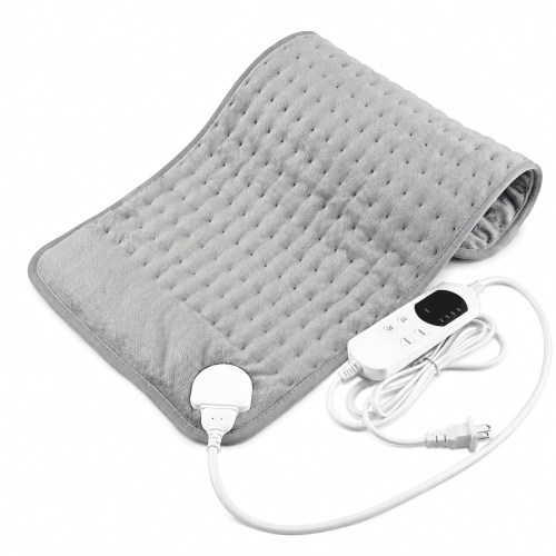 ICREOPRO Heating Pad for Back, Neck and Shoulders, 16 x 30 in Electric Heating Pad with 6 Heat Settings, 4 Timer Settings, Auto Shut-Off, Machine Washable, Moist & Dry Heat, Gray
