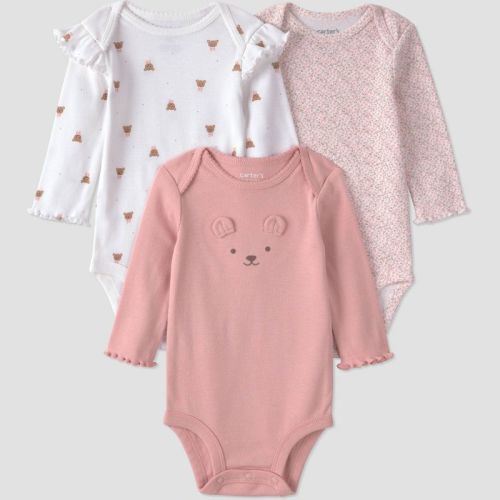 Carter's Just One You® Baby Girls' 3pk bear Long Sleeve Bodysuits - Light Pink 3M