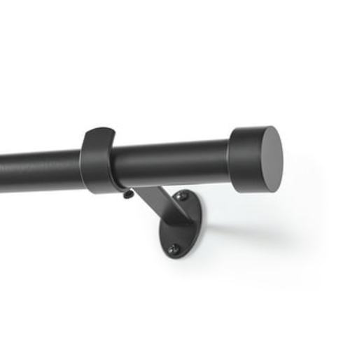 Threadmade Serena Single Curtain Rod with Contemporary Cap Finial