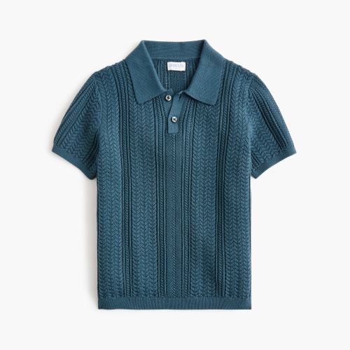 Boys' 100% cotton cable-knit sweater-polo